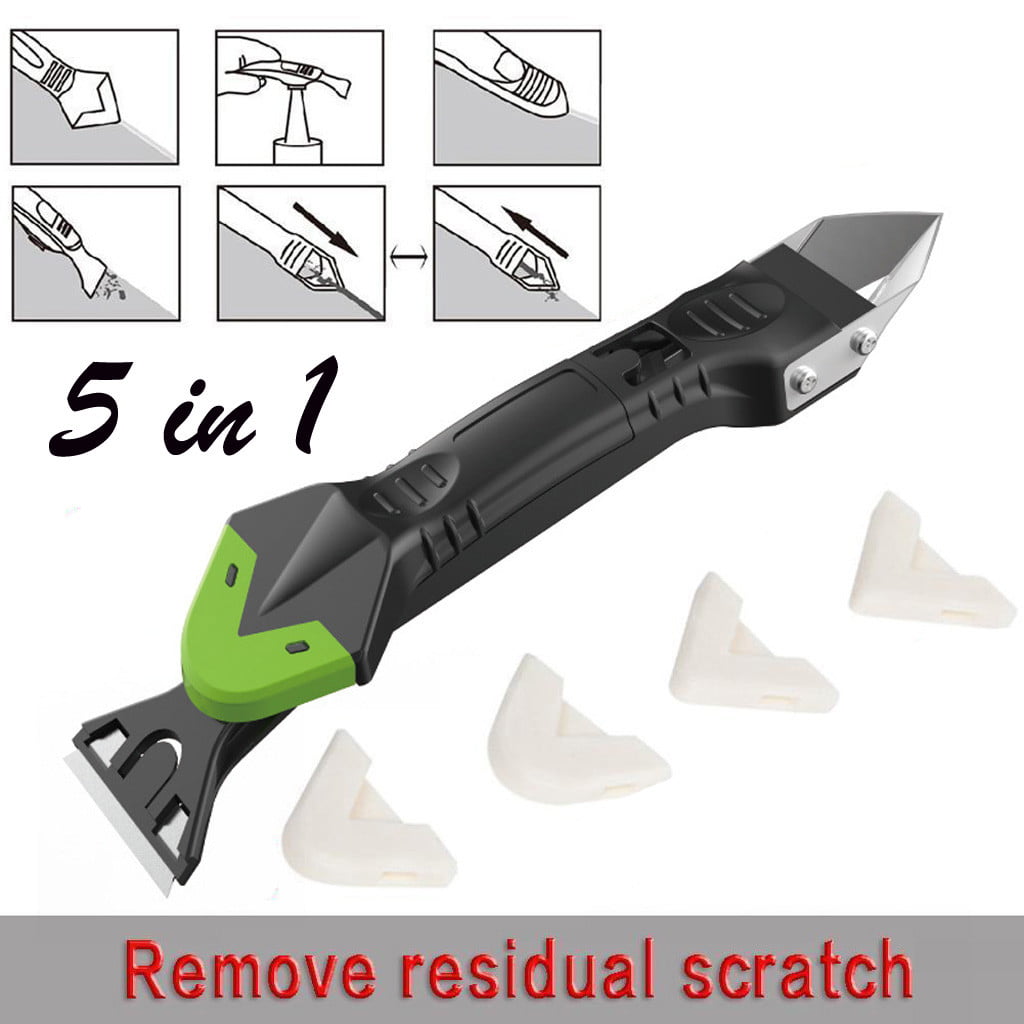 Great Tools for Kitchen Bathroom Window ANLEM Glass Glue Angle Scraper 5 in 1 Silicone Caulking Tools Silicone Sealant Finishing Tool Grout Scraper Sink Joint Reuse and Replace 6 Silicone Pads