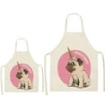 thumbnail image 1 of Awdenio Tablier Sans Manches en Coton Lin Imprimé Chien Carlin pour Cuisine, 1 of 1