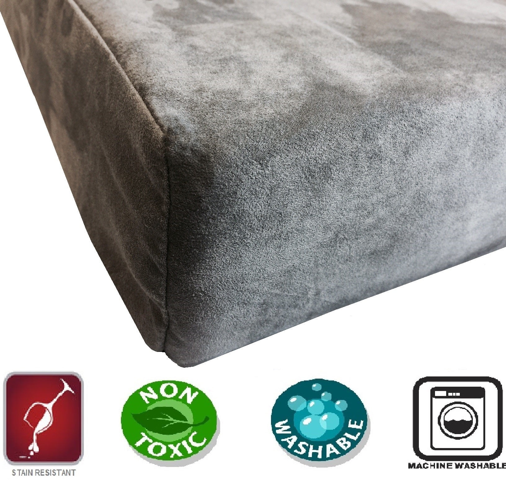 Extra Large HeadRest Orthopedic Memory Foam Dog Bed for Large Dogs, Waterproof Liner with Washable Suede Gray Cover, 47"X29"