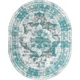 thumbnail image 1 of Unique Loom 3160290 7 ft. 10 in. x 10 ft. Salle Garnier Sofia Oval Rug, Turquoise, 1 of 2