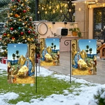 Meggemo Religious Christmas Garden Flag New Year Party Yard Decoration Double Sided Xmas Banner Winter Holiday Decor for Outdoor Lawn Porch