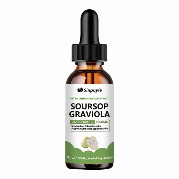 Soursop Graviola Ultra Concentrated Liquid Drops (1800MG) – Leaf & Fruit Complex Herbal Supplement – 2 FL OZ (60ML)