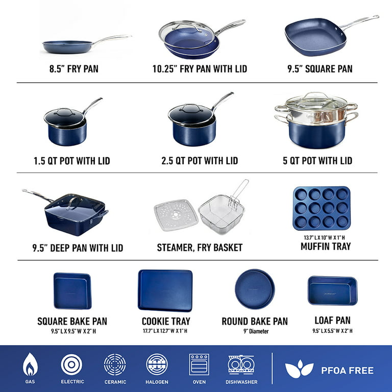  Granitestone Blue 10 Piece Pots and Pans Set Nonstick Cookware  Set, Pot and Pan Set, Kitchen Cookware Sets, Ceramic Cookware Set, Ceramic  Pots and Pans Set, Frying Pan Set, Pot Set