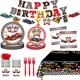 thumbnail image 1 of Juego de Vajilla Bzxxysi Rojo y Negro para Fiesta de Cumpleaños Coche para 24 Invitados, 1 of 7