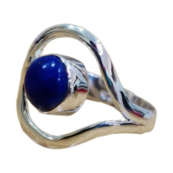 Solid 925 Sterling Silver Ring For Womens, Lapis Lazuli Ring Gemstone Unique Handcrafted Ring For Her
