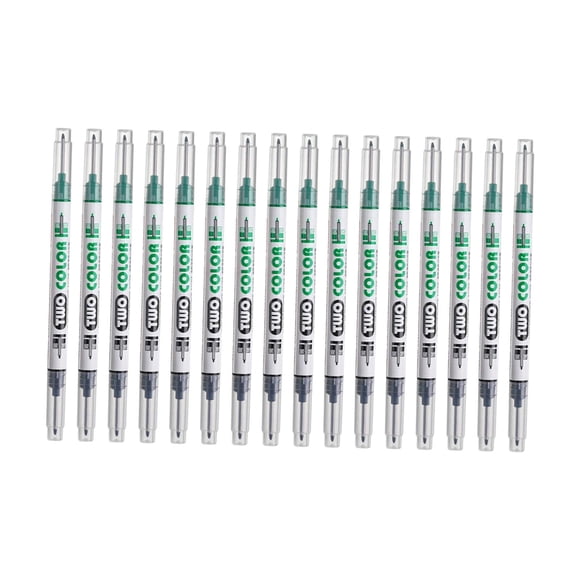 16 rotuladores de punta larga, bolígrafos de punta profunda, secado rápido, doble punta, versátiles y largos. Verde Negro