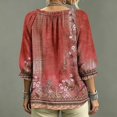 thumbnail image 5 of Womens V Neck 3/4 Sleeve Bohemian Casual Blouses Casual 3/4 Length Sleeve Tops V Neck Top Loose Fit Work Blouses, 5 of 5