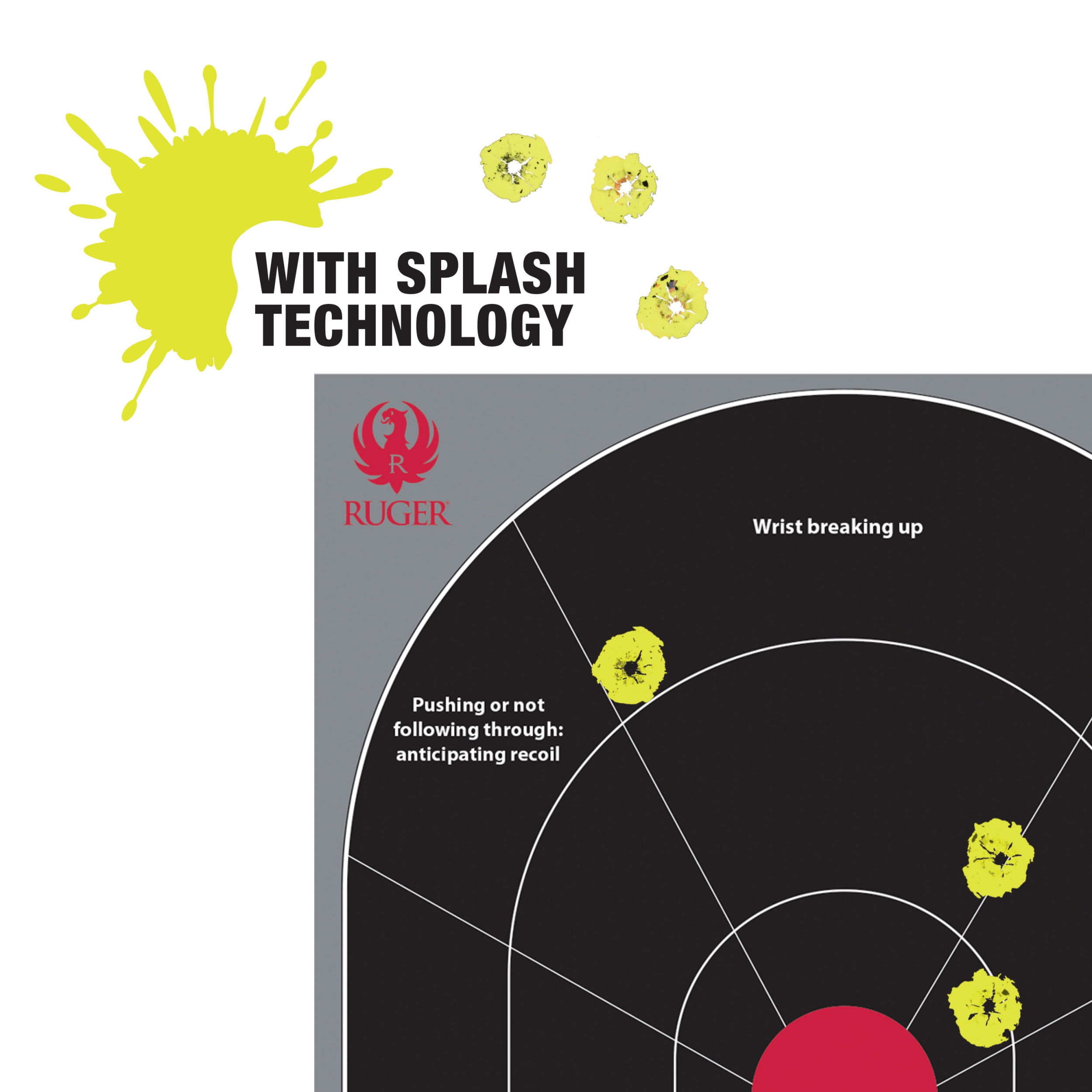 Ruger Splash Adhesive Paper Shooting Targets, Handgun