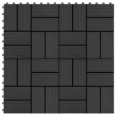 vidaXL 11 pcs Decking Tiles WPC 11.8"x11.8" 1 sqm Black