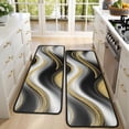 thumbnail image 4 of Kitchen Rugs Sets Of 2,Black Marble Gold Wave Pattern Anti Fatigue Kitchen Mat Rugs Non Slip Washable,Decorative Kitchen Floor Mats for Kitchen,Sink,Laundry,17"x47"+17"x47", 4 of 5