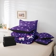 thumbnail image 6 of jejeloiu Kawaii Unicorn 7pcs Bedding Comforter Set,Cute Planet Stars Queen Bedding Sets,Purple Pink White Queen Sheet Sets For Girls,Microfiber Bedroom Decor Reversible, 6 of 8