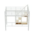 thumbnail image 4 of Euroco Metal Twin Loft Bed with Shelves, Wardrobe and Grid Design for Kids Teens Room, White, 4 of 10