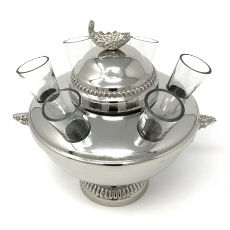 Silver Plated Caviar and Vodka Server + glasses