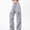 Gray women's wide leg cargo pants a1, variant on Cagogo Women's Wide Leg Cargo Pants with Pockets Elastic Waist Loose Long Trousers Casual Streetwear Y2K Drawstring Joggers Summer Travel, Dark Gray L