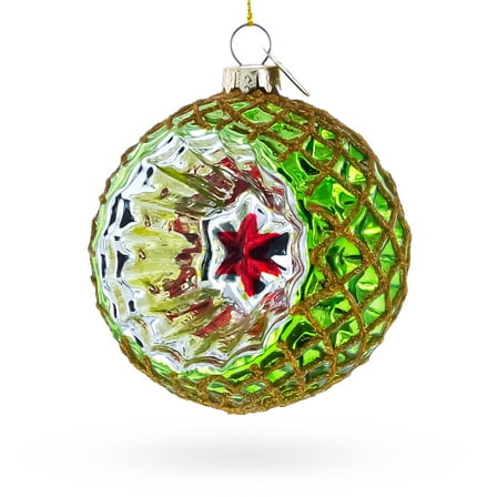 Green Starburst Indent Glass Christmas Ornament