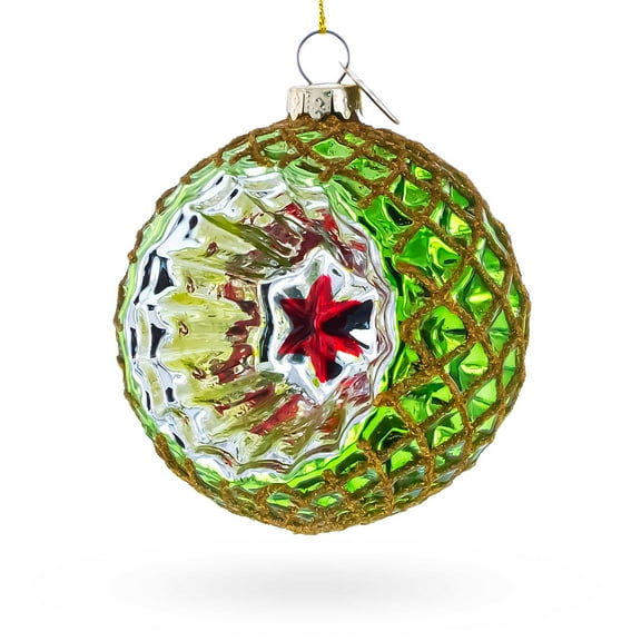 Green Starburst Indent Glass Christmas Ornament
