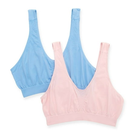 

Women s Bali X1J3 Comfort Revolution Microfiber Crop Bra - 2 Pack (Blue Sky/ Gentle Peach 2X)