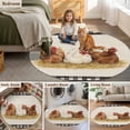 thumbnail image 5 of Hen 5FT Round Area Rugs for Living Room Vintage Farmhouse Hen Straw Linen Texture Black Plaid Ultra-Thin Non-Slip Round Rugs Machine Washable Low Pile Circle Carpet for Bedroom Kitchen Nursery, 5 of 9