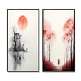 thumbnail image 2 of Designart "Minimal Serenity Moonlit Wanderings" Abstract Landscape Framed Wall Art Set Of 2 - Modern Pink Gallery Wall Frame Set For Home Decor, 2 of 6