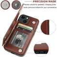 thumbnail image 7 of REQO Compatible with iPhone 13 Wallet Case with Card Holder, PU Leather Kickstand Card Slots Case, Double Magnetic Clasp Durable Shockproof Cover 6.1 Inch(Brown), 7 of 7