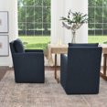 thumbnail image 3 of KINWELL 25" Wide Upholstered Dining Chairs with Casters Set of 2, Modern Performance Fabric No Assembly Down Cushion Rolling Dining Armchair for Kitchen Dining Room (Indigo), 3 of 9