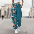 thumbnail image 2 of Zhuashum Women's Christmas Pants Autumn And Winter Floral Printed High Waisted Trousers With Pockets Elastic Lace Up Athletic And Sweatpants Adorable Gift Navy 2Xl, 2 of 5