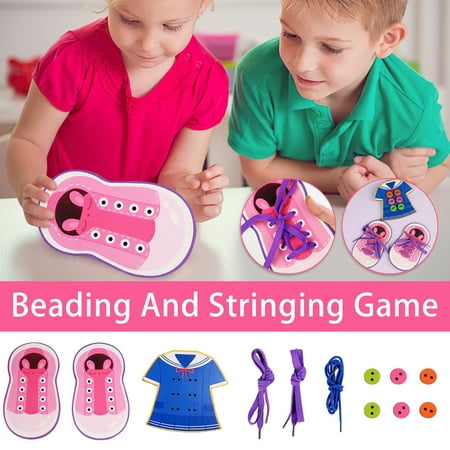 

TMOYZQ Christmas Toys Early Learning Of Basic Life Skills Busy Board Learning To Wear Exercise Board To Thread String And Buckle Wear Shoelaces Toys for Children