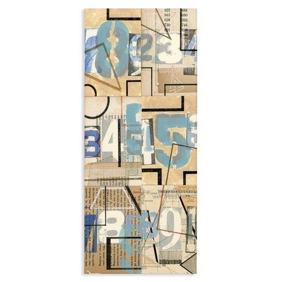 Stupell Industries Bohemian Abstract Textbook Cutout Collage Bold Painted Numbers Canvas Art, 20 x 48, by Nikki Galapon