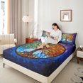thumbnail image 4 of Homewish Tree Of Life Twin Sheet Sets,Modern Aesthetic Art Twin Fitted Sheet,Retro Bohemain Style Flat Sheet For Men Women,Luxury Bedroom Decor,3 Pieces, 4 of 7