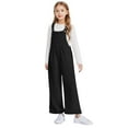 thumbnail image 4 of NAISIBABY Girls Fleece Overalls, Adjustable Buttons Strap Soft Loose with Bib Pockets Fall Winter Warm Jumpsuits Black 14T, 4 of 8