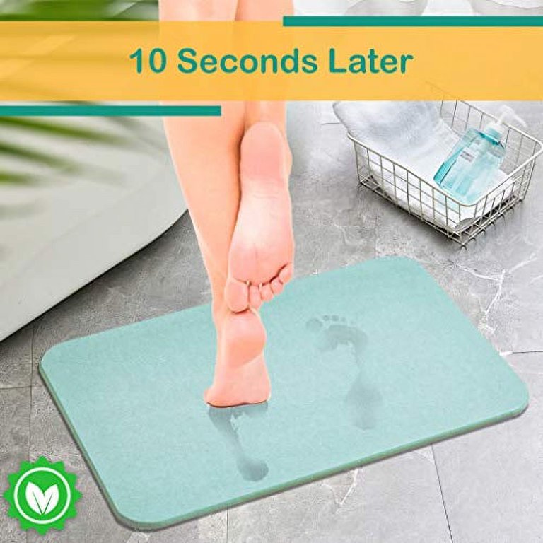 Durabenz Bathroom Mat Fast Water Absorbing Diatomite Stone Mat Green Stylish Bath Mat