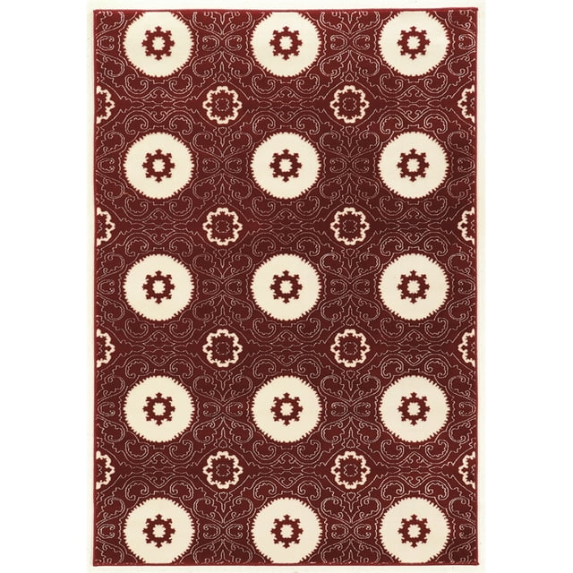 Linon Prisma Karma Machine Made Polypropylene 2'x3' Rug in Red
