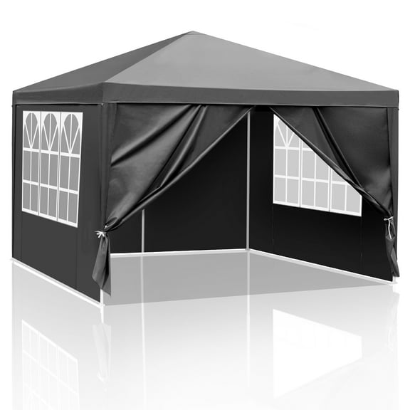 GoDecor 10' x 10' Canopy Tent Party Tent Wedding Party Patio w/4 Side Walls Black
