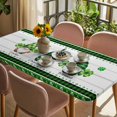 thumbnail image 3 of Green St. Patrick's Day Table Cloths for 4 Foot Rectangle Tables, Gnomes Watercolor Leaves Wooden Patio Waterproof Elastic Fitted Tablecloths, Washable Rectangular Table Cover for Camping, 3 of 8