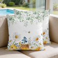 thumbnail image 2 of Pillow Covers 20x20 Set of 2, Eucalyptus Leaves Square Throw Pillow Covers for Couch/Sofa/Living Room, Daisy Flower Spring Watercolor Country Floral Bee Decorative Soft Pillowcases for Couch, 2 of 9