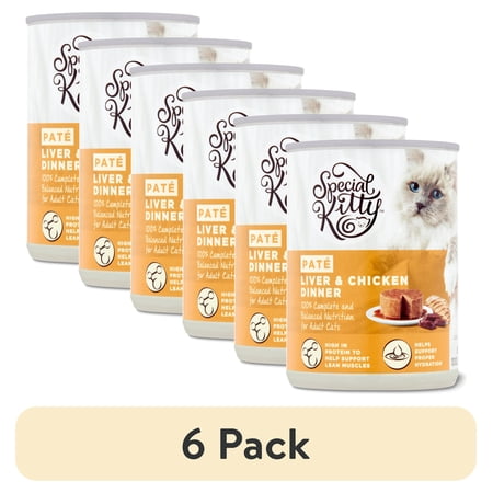 (6 pack) Special Kitty Liver & Chicken Dinner Pate Wet Cat Food, 13 oz Can