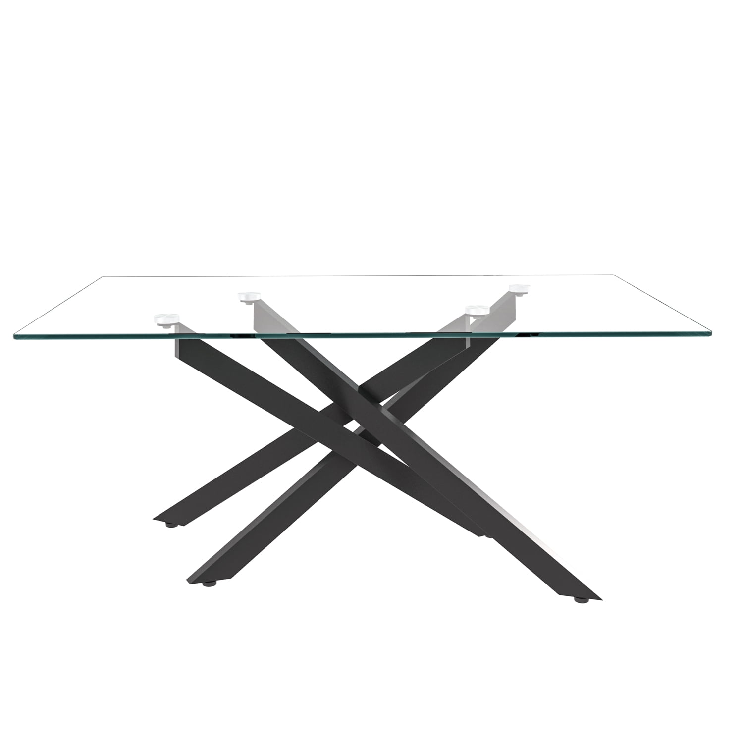 Holaki 39.37" Rectangular Clear Tempered Glass Coffee Table,Stylish Design with Black Metal Legs, Coffee Table for Living Room