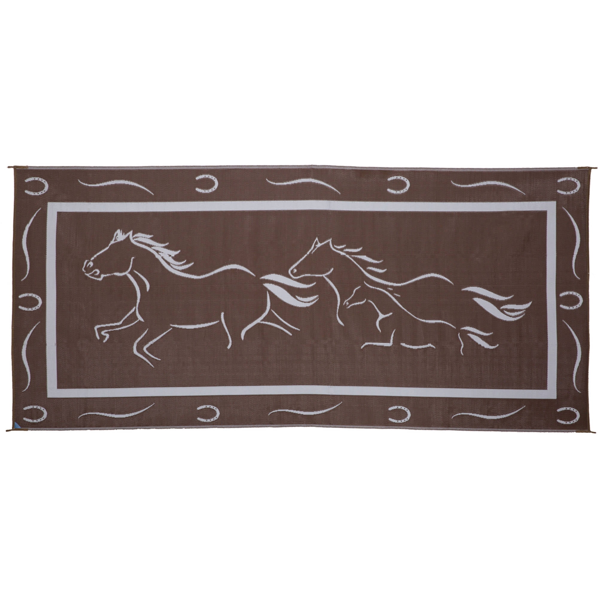 Ming's Mark GH8117 8' x 11' Galloping Horses Mat, Brown/White