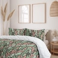 thumbnail image 2 of Ambesonne Jungle Leaves Down Alternative Quilt Comforter, Tropical Forest Leaf, Queen, Pastel Pink Mint Green, 2 of 5