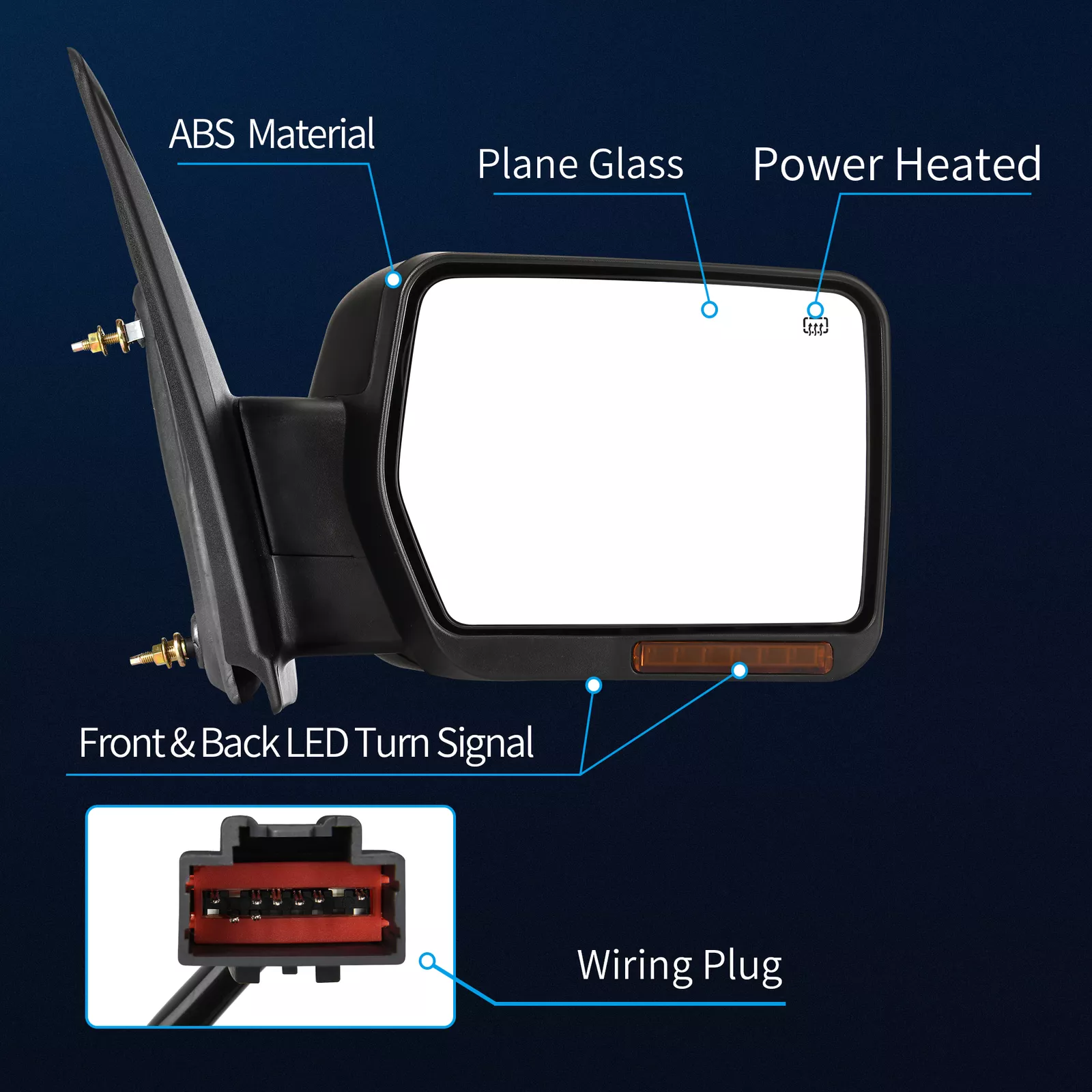 Ledkingdomus Passenger Side For 2007-2014 Ford F150 Power Heated Defrost LED Signal Tow Mirrors