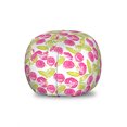 thumbnail image 1 of Floral Storage Toy Bag Chair, Art of Rough Brush Rose Flowers and Leaves Drawn by Hand, Stuffed Animal Organizer Washable Bag, Large Size, Hot Pink Avocado Green, by Ambesonne, 1 of 3