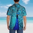 thumbnail image 6 of Goofa Beautiful Blue Peacock Hawaiian Shirt for Men, Unisex Summer Beach Casual Short Sleeve Button Down Shirts,Aloha Tropical Floral print shirt-Medium, 6 of 9