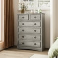 thumbnail image 2 of Holliwill Dresser Nightstands Set, 4 Pieces Bedroom Furniture Set, Wide 7 Drawer Dresser, Tall 6 Drawer Dresser and 2 Drawer Nightstand, Rustic Grey, 2 of 11
