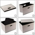 thumbnail image 4 of Large Foldable Storage Bins with Lids [3-Pack] linenFabric Decorative Storage Boxes Organizer Containers Baskets Cube with Handles Divider for Bedroom Closet Office Light Grey(17.7x11.8x11.8), 4 of 6