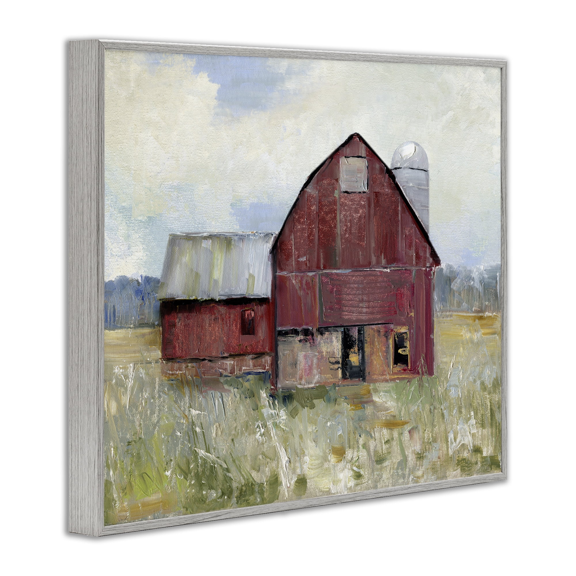 Stupell Industries Red Rugged Barn Gray Framed Giclee Art, design by Sally Swatland