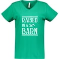thumbnail image 3 of Inktastic RAISED in a BARN in White Women's V-Neck T-Shirt, 3 of 5