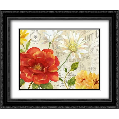 Spring Ensemble I 2x Matted 24x20 Black Ornate Framed Art Print by Nan