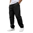 thumbnail image 2 of Work Pants for Men Men's Solid Color Tight Waist Drawstring Casual Sports Multi Pocket Workwear Pants Black L, 2 of 9