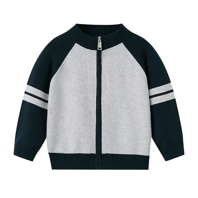 ShomPort Cardigans for Girls Raglan Sleeve Ribbed Cuff Color Block Zipper Lightweight Coats Breathable Daily Trendy Kids Jackets