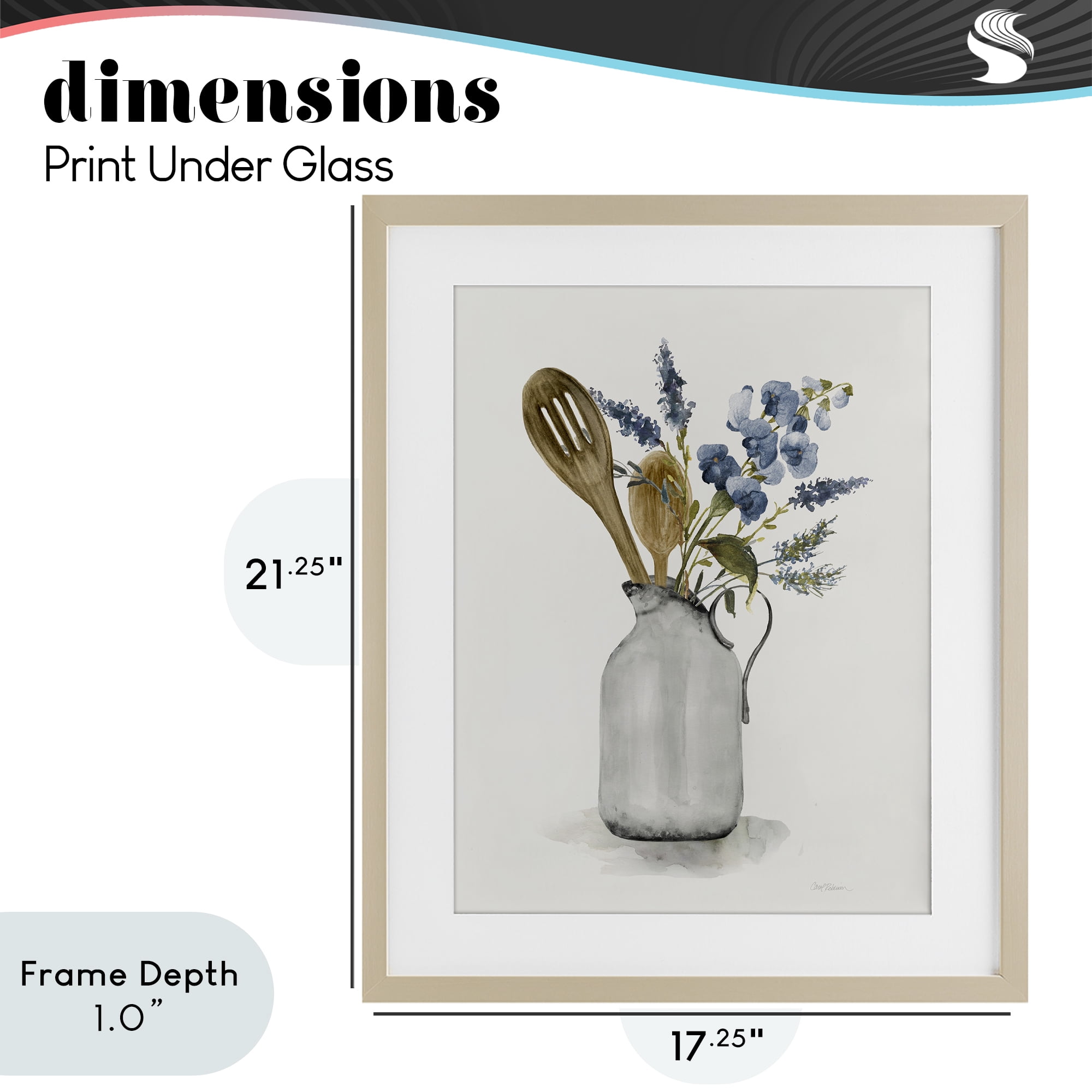 Stupell Industries Vintage Pitcher with Utensils Birch Framed Print Under Glass, design by Carol Robinson